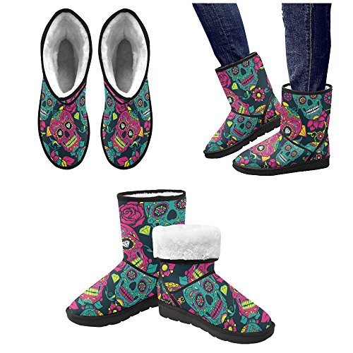 Day of The Dead Colorful Sugar Skull Snow Boots Fashion Shoes