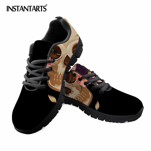 Skull Floral Fashion Casual Brand Flats Shoes Ladies Casual Sneakers