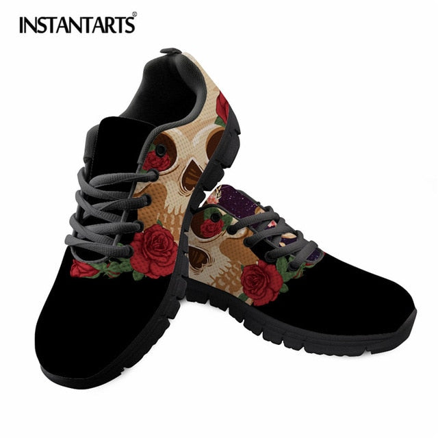Skull Floral Fashion Casual Brand Flats Shoes Ladies Casual Sneakers
