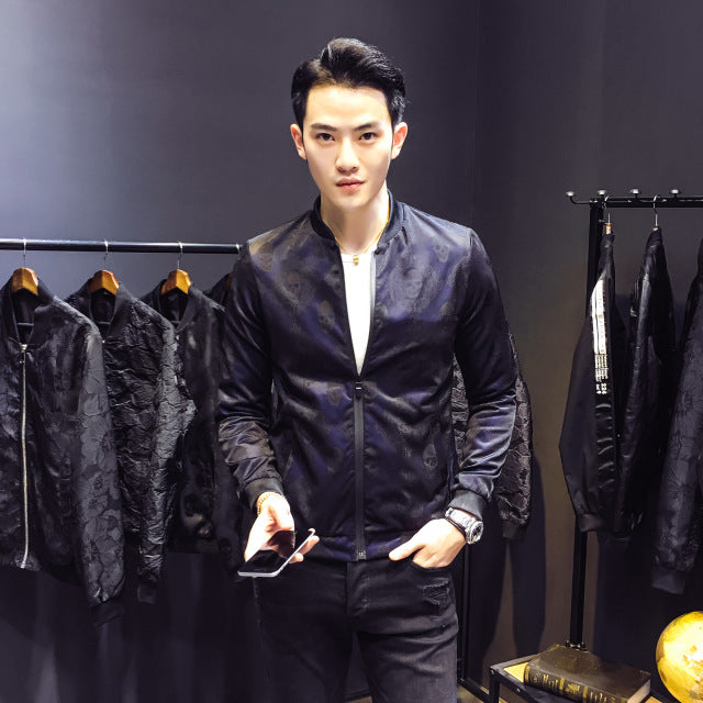 Men jacket skull autumn jacket men's Jacquard Dress Coat