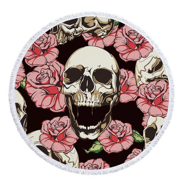 Lannidaa Sugar Skull Round Beach Towel Flowers Large Beach Towels For Adults Microfiber Towel Bath Serviette De Plage Beach Mat