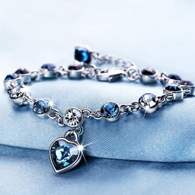 Fashion Bracelet Hot Wedding Female Heart Crystal Bracelets For Women Luxury Temperament Silver-Color Fine Jewelry Gift