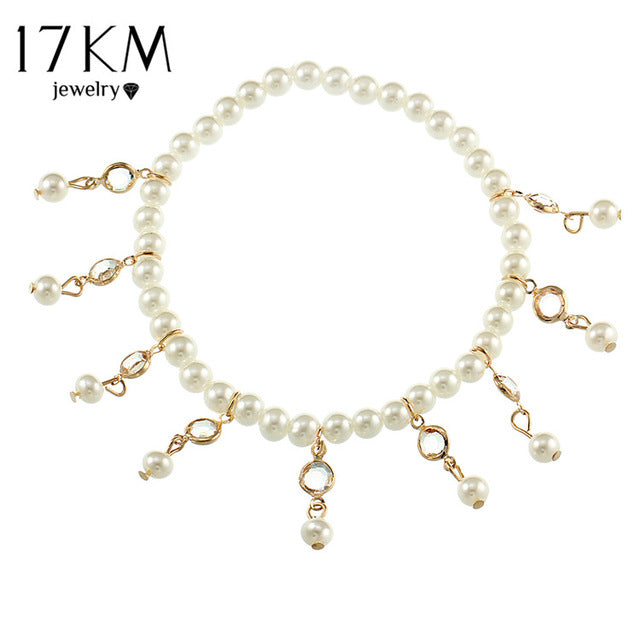 Bohemian Imitation Pearl Anklets For Women Sexy Ankle Bracelet Sandals Pulseras Tobilleras Mujer Foot Jewelry Gifts 2017
