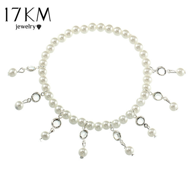 Bohemian Imitation Pearl Anklets For Women Sexy Ankle Bracelet Sandals Pulseras Tobilleras Mujer Foot Jewelry Gifts 2017