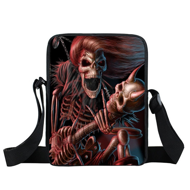 Rock Guitar Skull Rose Mini Messenger Bag