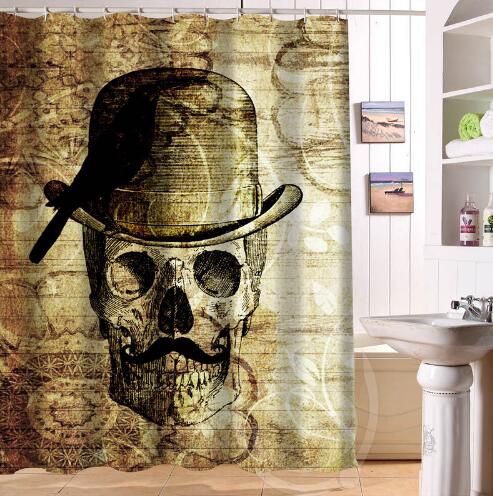 24 Style Custom Classic Skull Bathroom Waterproof Shower Curtain Durable Classic Bathroom decorative
