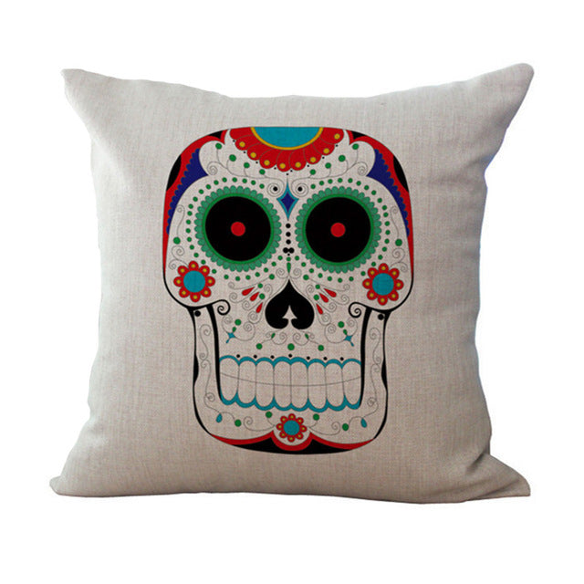 Pillowcase Vintage Mexican Skull pillow case Cotton Linen Printed pillow cover black Cartoon 18*18 Inches home Throw Pillowcases
