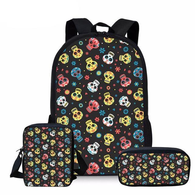 Sugar Skull School Bag 3 Pcs/se
