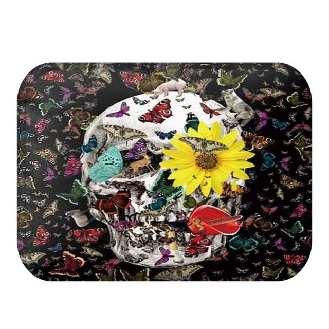 Skull Mats Flannel Carpet Non-slip Mats Home Decorations