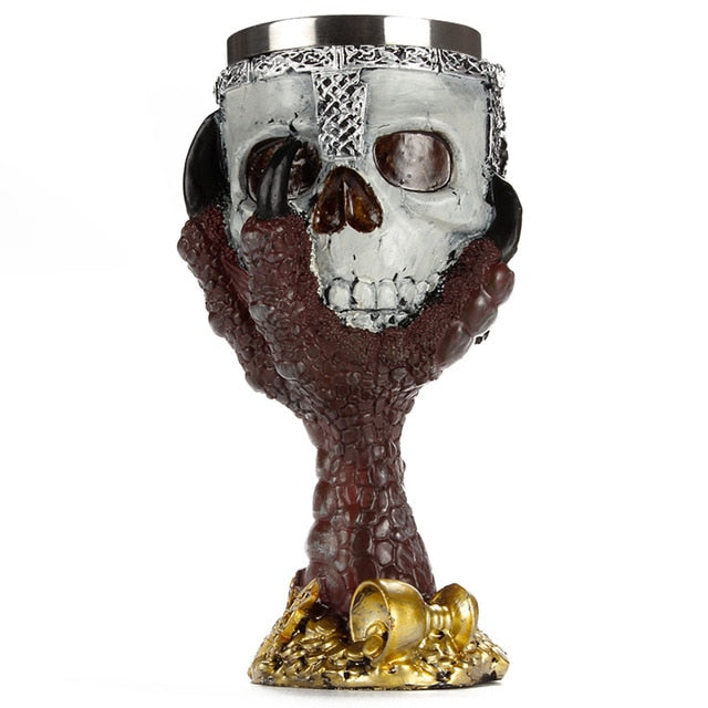 Stainless Steel Gothic Goblet Halloween Party Drinking Glass 3D Skull Skeleton Claw Punk Style Wine Glasses Whiskey Cup