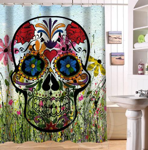 24 Style Custom Classic Skull Bathroom Waterproof Shower Curtain Durable Classic Bathroom decorative