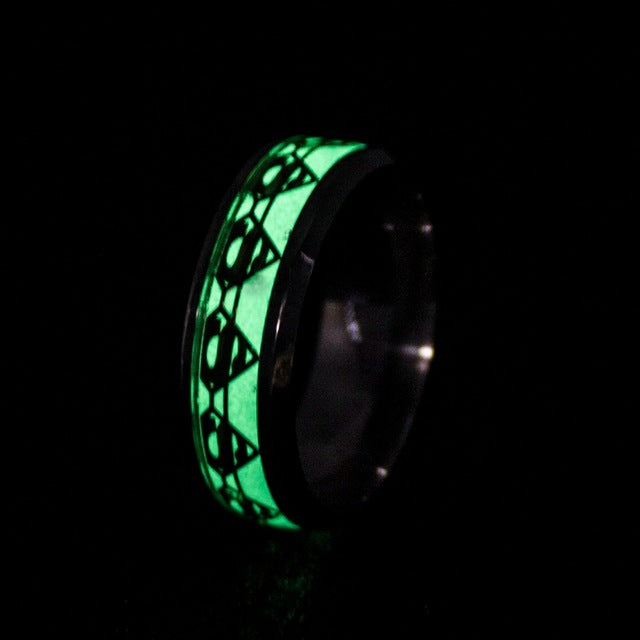 Superman Heart Luminous Rings for Women Men Stainless Steel Fluorescent Glowing In dark Finger Freemason Batman Rings Jewelry