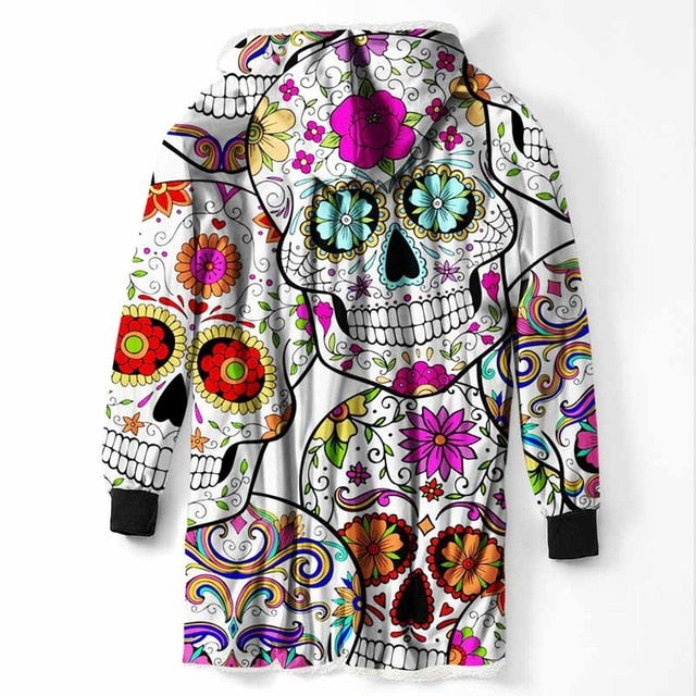Fashion Cool Sugar Skull Hooded Blanket