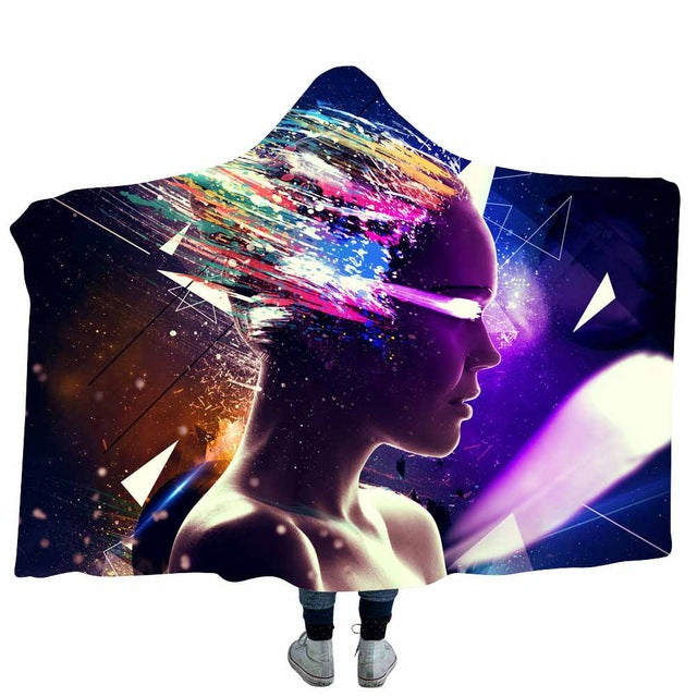 3D Printed Psychedelic Sugar Skull Hoodie Blanket