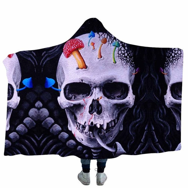 3D Printed Psychedelic Sugar Skull Hoodie Blanket