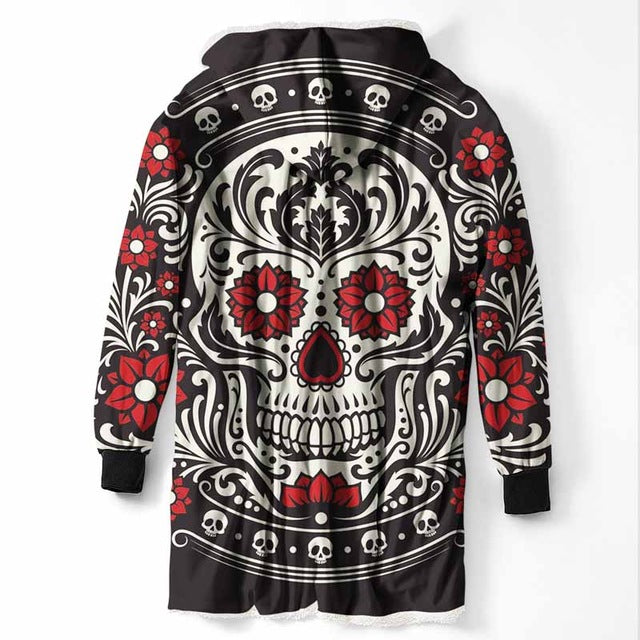 Fashion Cool Sugar Skull Hooded Blanket
