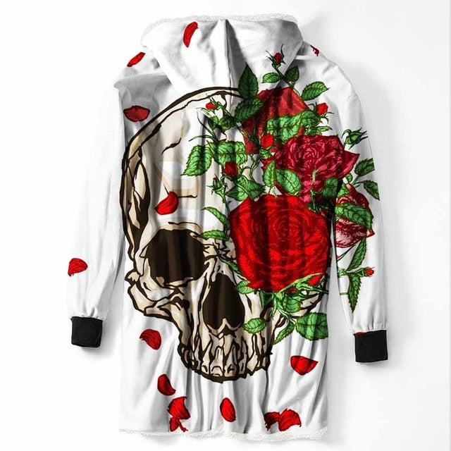 Fashion Cool Sugar Skull Hooded Blanket