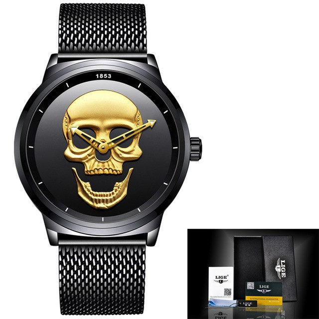 Men Watches New Creativity Fashion Top Luxury Brand Watch Men Skull Style Full Steel Quartz Watches Relogio Masculino