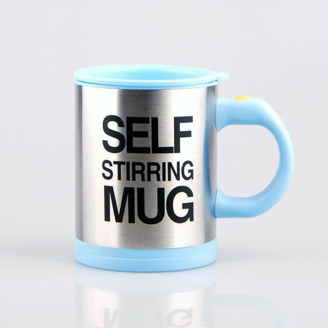 Creative Coffee Mug 400ml /13.5oz Stainless Steel Surface Cup with Lid Lazy Automatic Self Stirring Mug for Travel Office Home