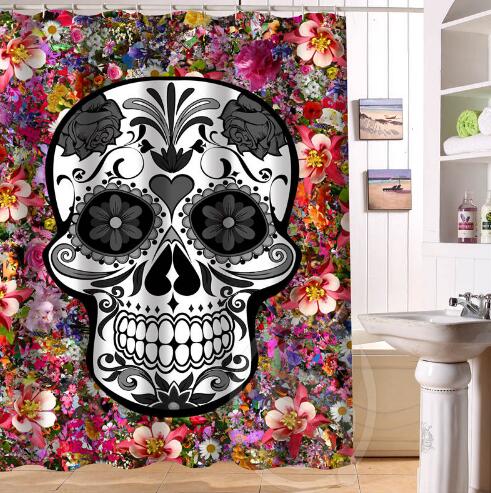 24 Style Custom Classic Skull Bathroom Waterproof Shower Curtain Durable Classic Bathroom decorative