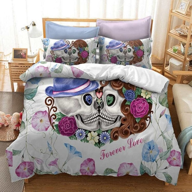 Sugar Skull Bedding Set Queen King Double Skull Bed