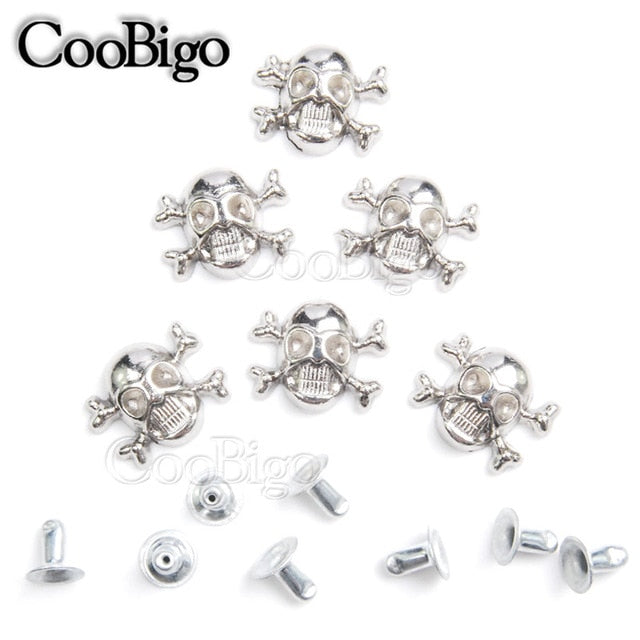 100pcs 12x14.5mm Skull Cross Bone Rivet Studs Spikes Punk DIY Leather Craft for Apparel Clothing Shoe Bag Parts Accessories