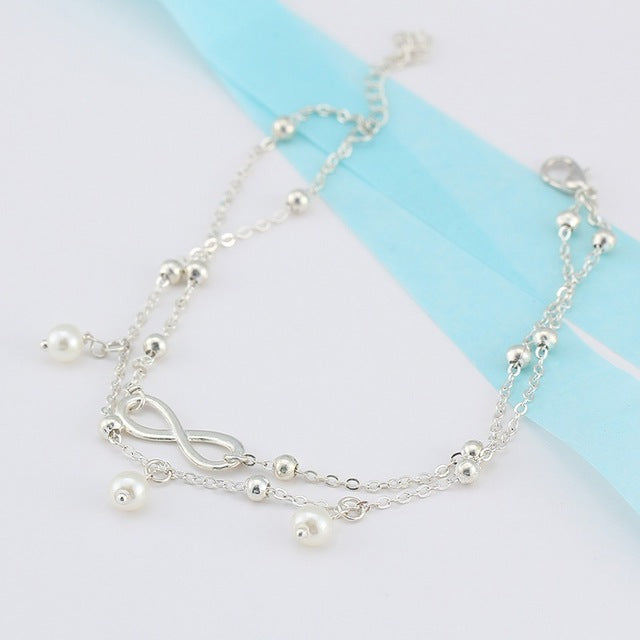 Fashion Simple Women Vintage Anklet Cross Shape Creative Stone Beads Girl Summer Beach Ankle Bracelet Boho Anklets Foot Jewelry