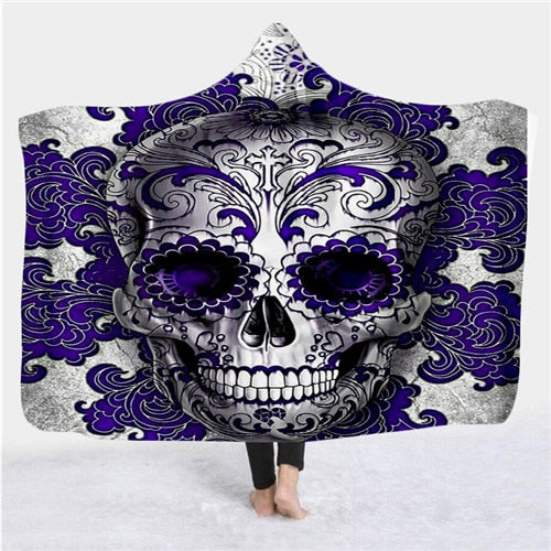 Hooded Blanket for Adult Gothic Color Skull
