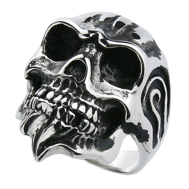 Men's Gold Biker Gothic Skull Ring Red Eye stainless steel old motorcycle restoring ancient ways ring for Men Jewelry