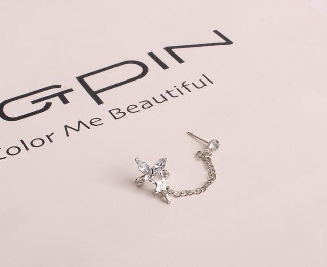 1 Pc New Fashion Personality Metal Ear Clip Leaf Tassel Earrings Pendientes Ear Cuff Women Caught In The Ear Cuffs Jewelry