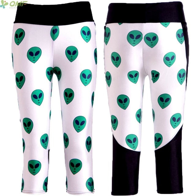 Sugar Skulls Digital Print Female Pocket Cropped Trousers