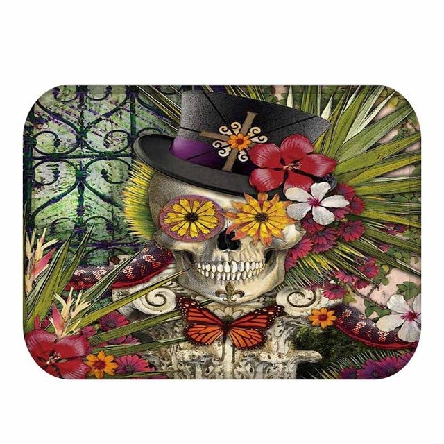 Skull Mats Flannel Carpet Non-slip Mats Home Decorations