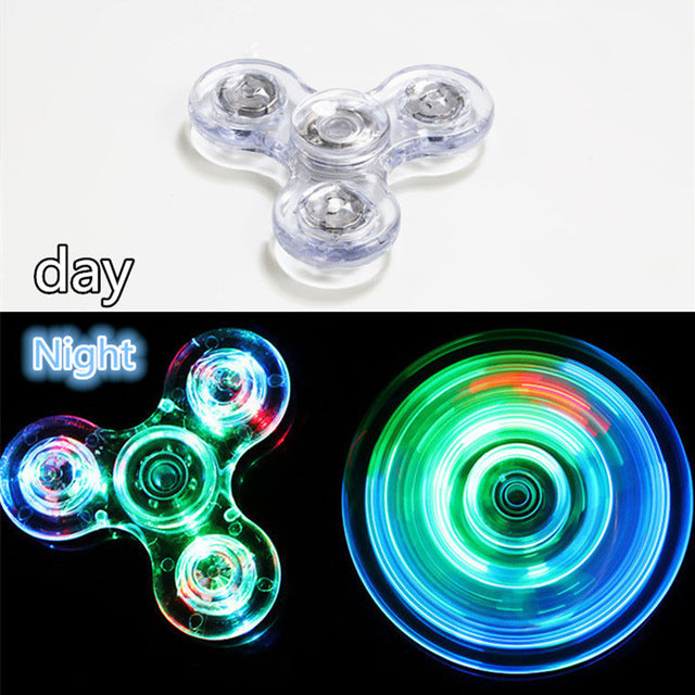 New Light Fidget Spinner Led Stress Hand Spinners Glow In The Dark Figet Spiner Cube EDC Anti-stress Finger Spinner