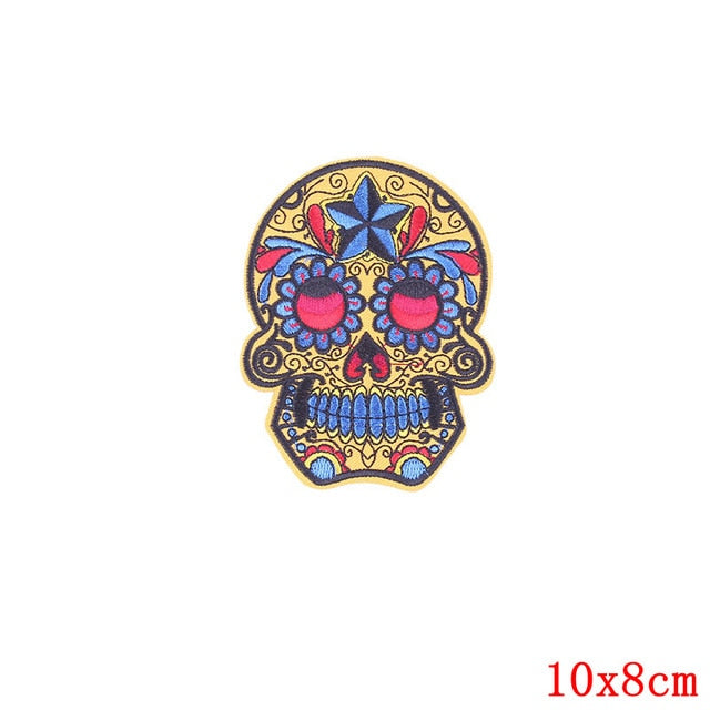 Set of 10 random sugar Skull Embroidery Patches