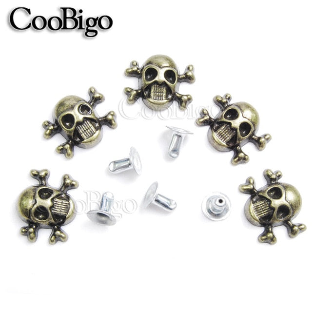100pcs 12x14.5mm Skull Cross Bone Rivet Studs Spikes Punk DIY Leather Craft for Apparel Clothing Shoe Bag Parts Accessories