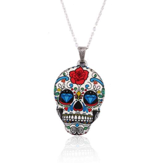New Fashion Vintage Skeleton Pendant Necklace Women Skull Head chain Necklace Party Halloween Gifts Accessories