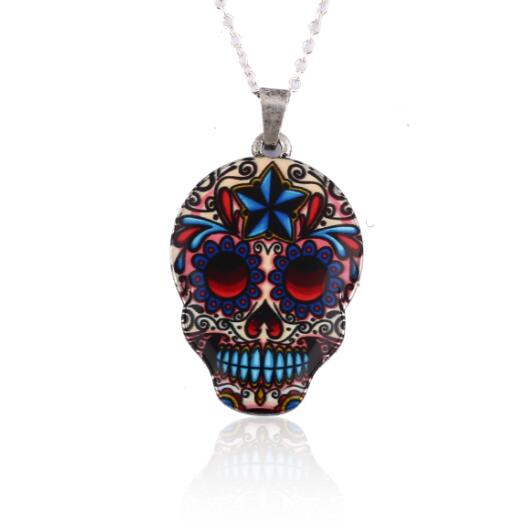 New Fashion Vintage Skeleton Pendant Necklace Women Skull Head chain Necklace Party Halloween Gifts Accessories