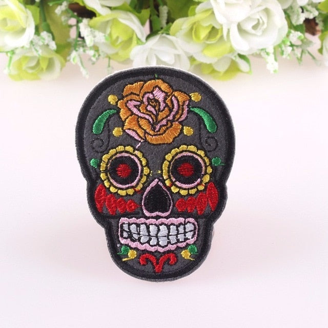 Set of 10 random sugar Skull Embroidery Patches