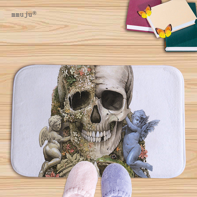 Cost price, 40x60cm Skull patterns home decor bath floor mats door living room carpets for kitchen bay window anti-slip fadeless