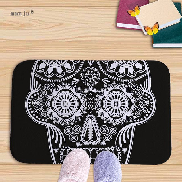 Cost price, 40x60cm Skull patterns home decor bath floor mats door living room carpets for kitchen bay window anti-slip fadeless
