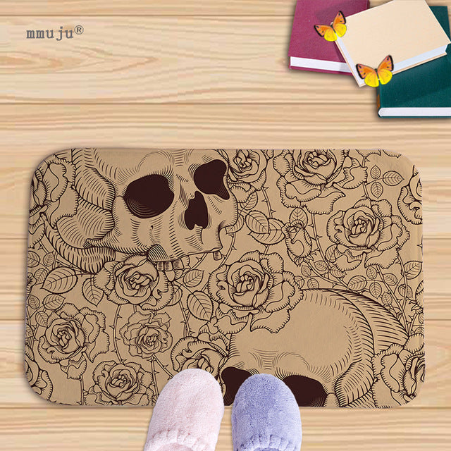 Cost price, 40x60cm Skull patterns home decor bath floor mats door living room carpets for kitchen bay window anti-slip fadeless