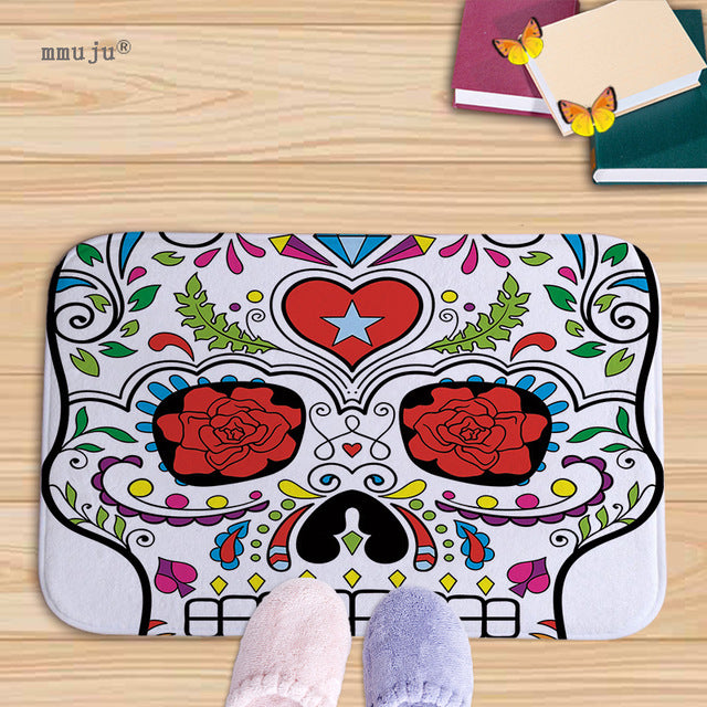 Cost price, 40x60cm Skull patterns home decor bath floor mats door living room carpets for kitchen bay window anti-slip fadeless