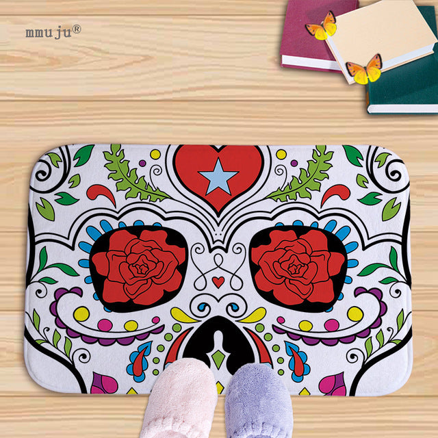 Cost price, 40x60cm Skull patterns home decor bath floor mats door living room carpets for kitchen bay window anti-slip fadeless