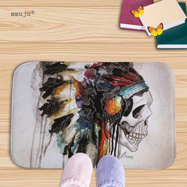 Cost price, 40x60cm Skull patterns home decor bath floor mats door living room carpets for kitchen bay window anti-slip fadeless