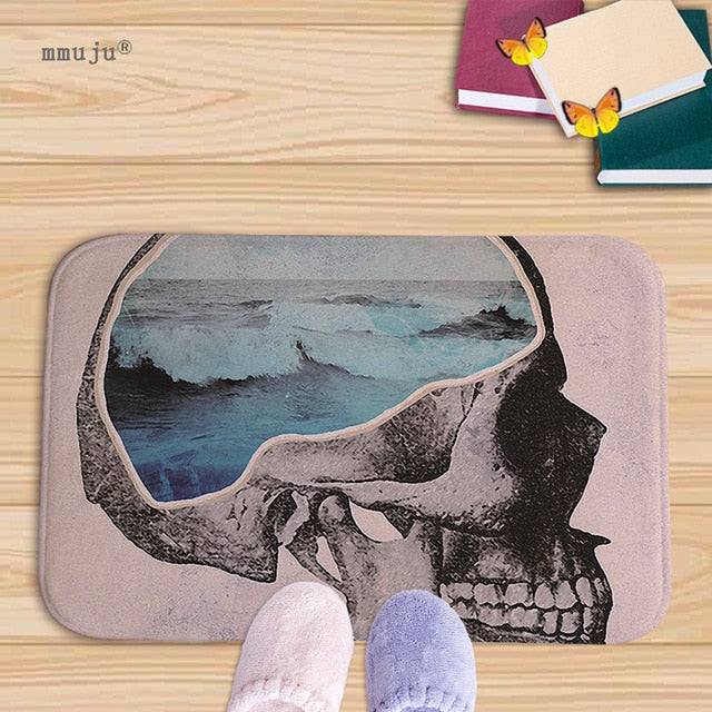 Cost price, 40x60cm Skull patterns home decor bath floor mats door living room carpets for kitchen bay window anti-slip fadeless