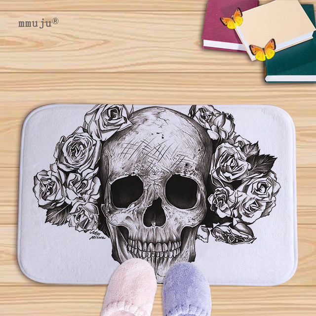 Cost price, 40x60cm Skull patterns home decor bath floor mats door living room carpets for kitchen bay window anti-slip fadeless