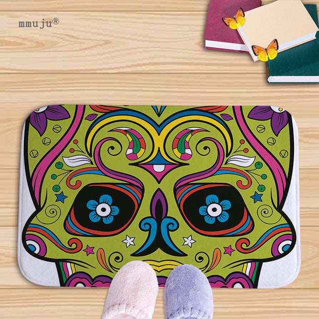 Cost price, 40x60cm Skull patterns home decor bath floor mats door living room carpets for kitchen bay window anti-slip fadeless