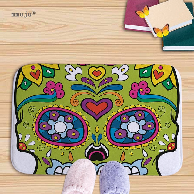 Cost price, 40x60cm Skull patterns home decor bath floor mats door living room carpets for kitchen bay window anti-slip fadeless