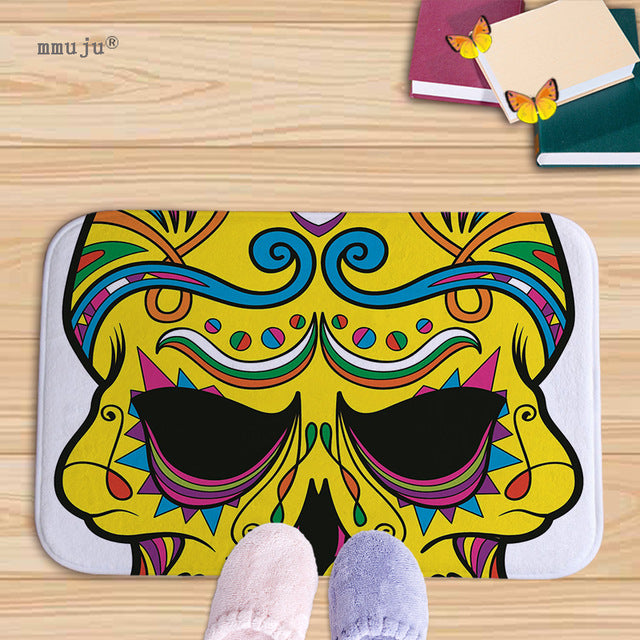 Cost price, 40x60cm Skull patterns home decor bath floor mats door living room carpets for kitchen bay window anti-slip fadeless