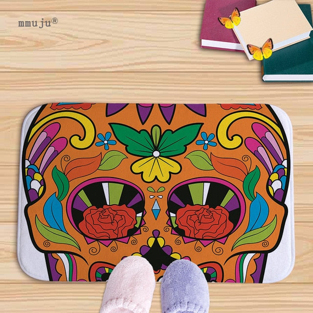 Cost price, 40x60cm Skull patterns home decor bath floor mats door living room carpets for kitchen bay window anti-slip fadeless